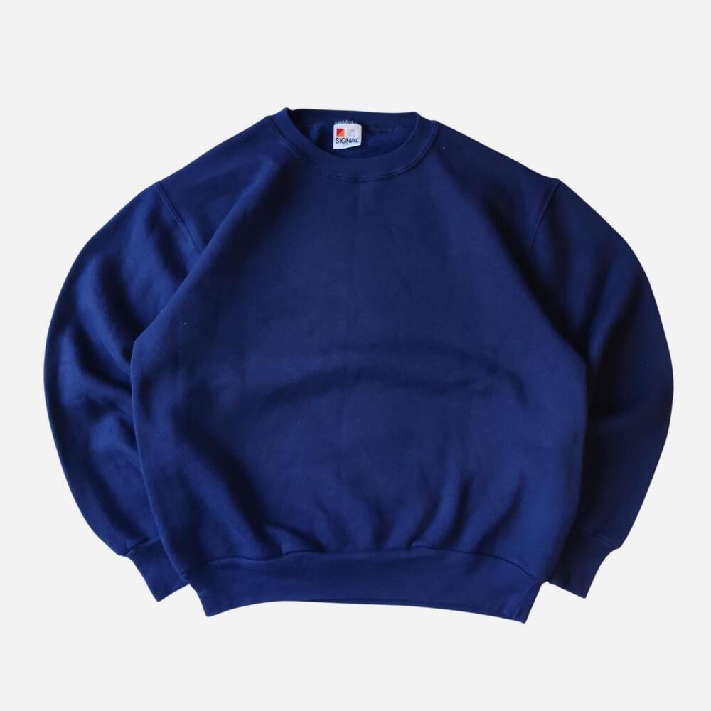 Vintage 90s Signal navy blue blank crewneck sweatshirt